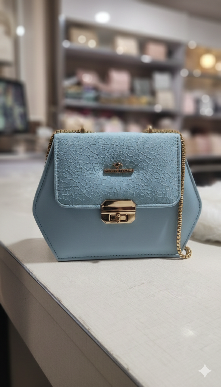 Elegant Sky Blue Chain Shoulder Bag for Women