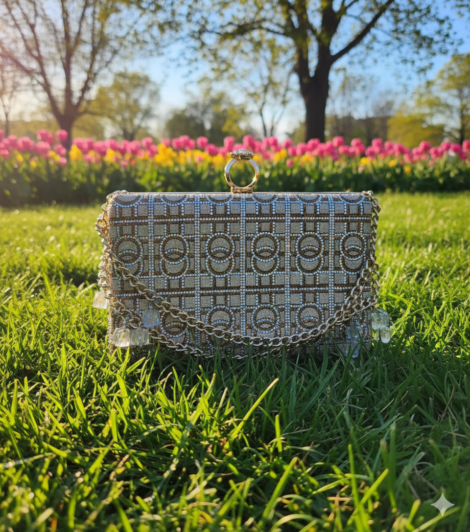 Luxury Golden Crystal Clutch Bag for Women